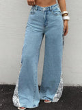 Stylish Casual Spliced lace Denim Jeans