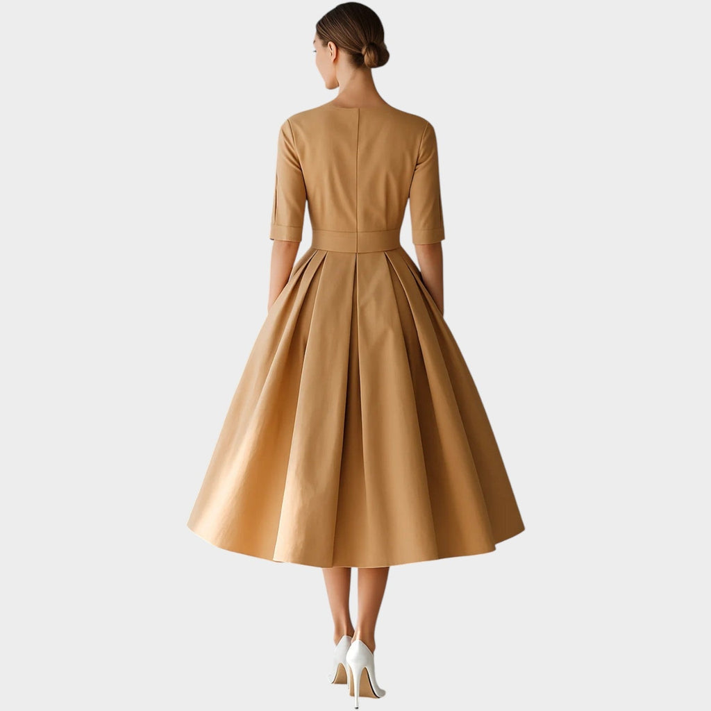 Chic Structured Midi A-Line Dress