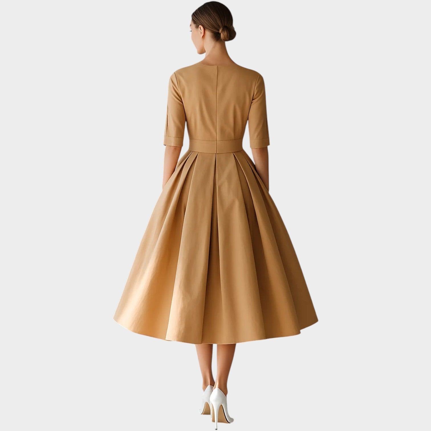 Chic Structured Midi A-Line Dress