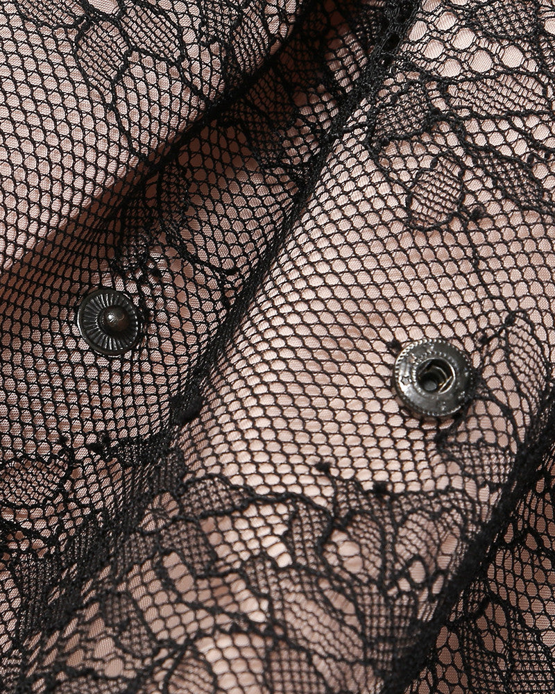 Strapless Floral Lace Puff Dress Taupe