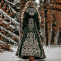 Women's Vintage Viking Celtic Button Down Knit Cozy Long Sweater Jacket