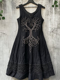 Vintage Tree Of Life Celtic Embroidered Linen Dress