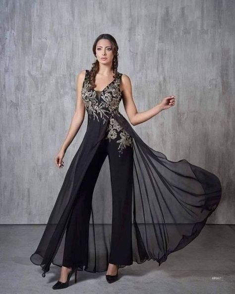 Sleeveless plunging embroidery floral black jumpsuit