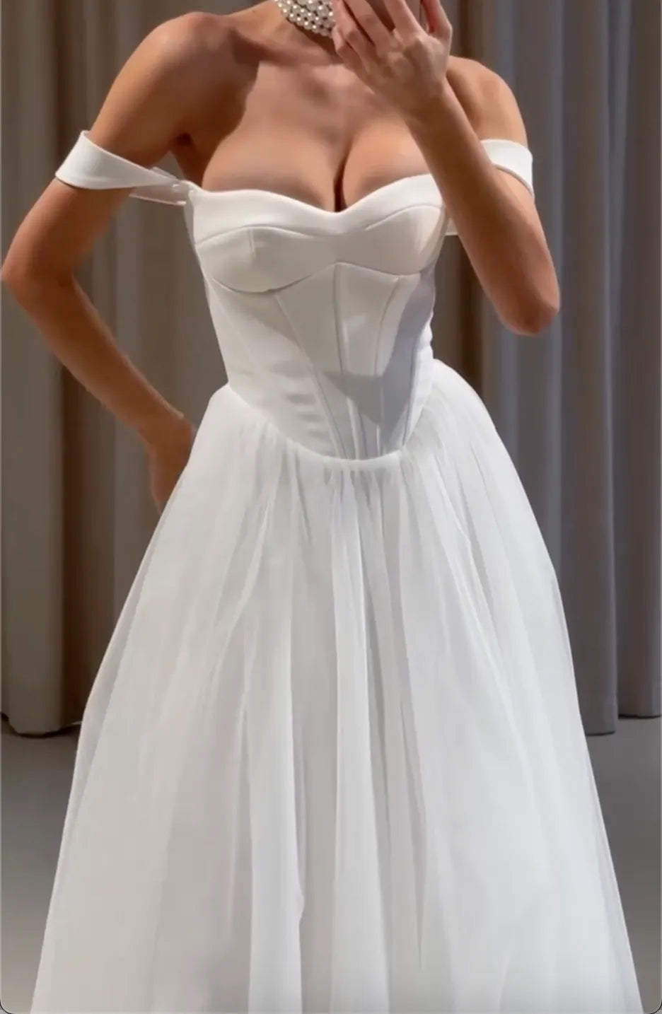 Sweetheart Neck Convertible Strap Corset Tulle Ballgown Wedding Dress Off Shoulder / Wide Strap Bridal Gown