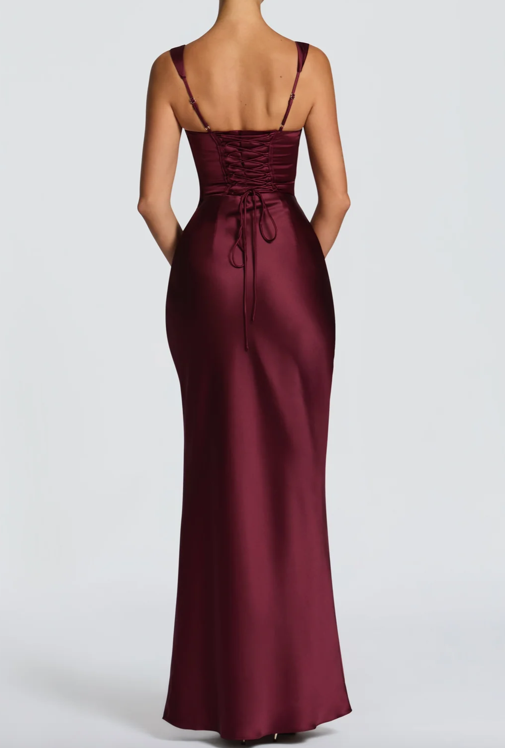 Burgundy Satin Mermaid Evening Maxi Dress Collection