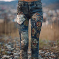 Boho Floral Lace Embroidered Vintage Skinny Jeans