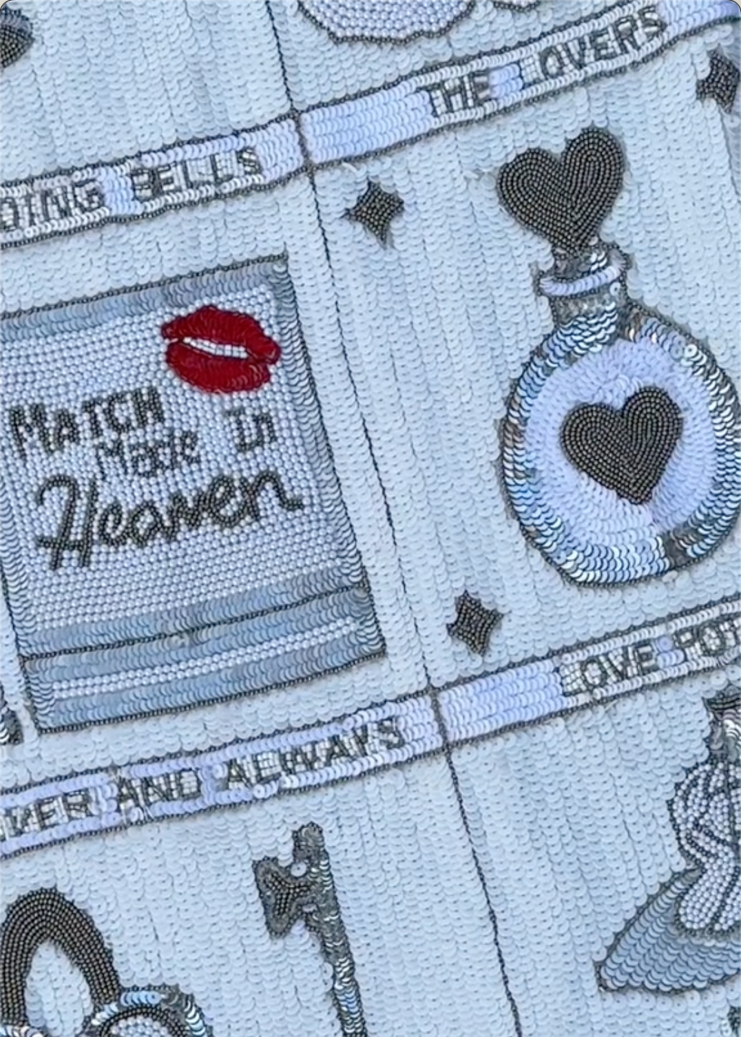 White Sequin Tarot Love Themed Mini Dress