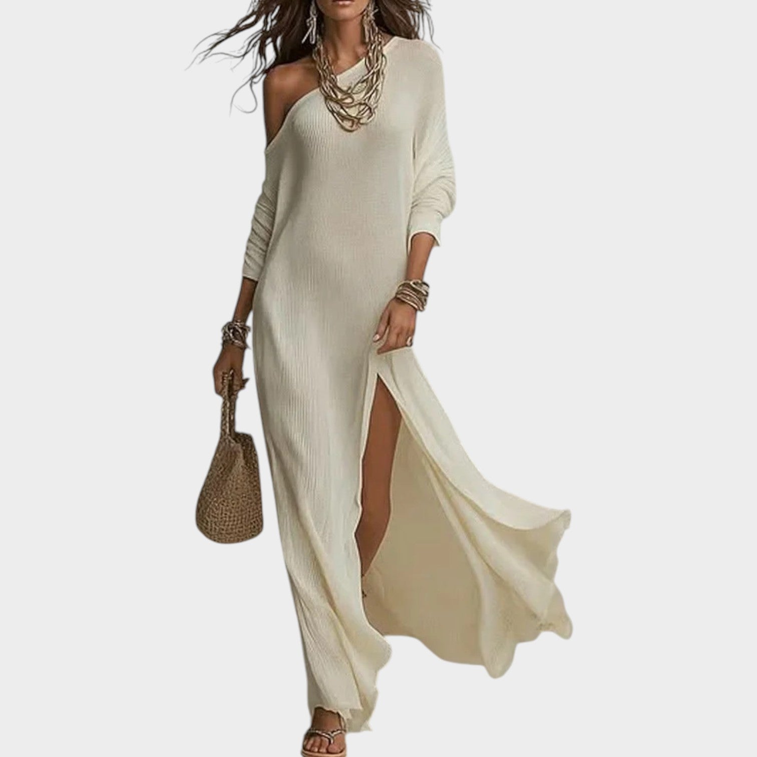 One-Shoulder Split Maxi Dress