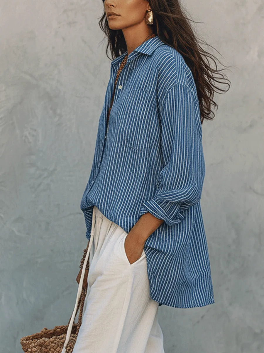 Bohemian Blue Stripe Airy Shirt