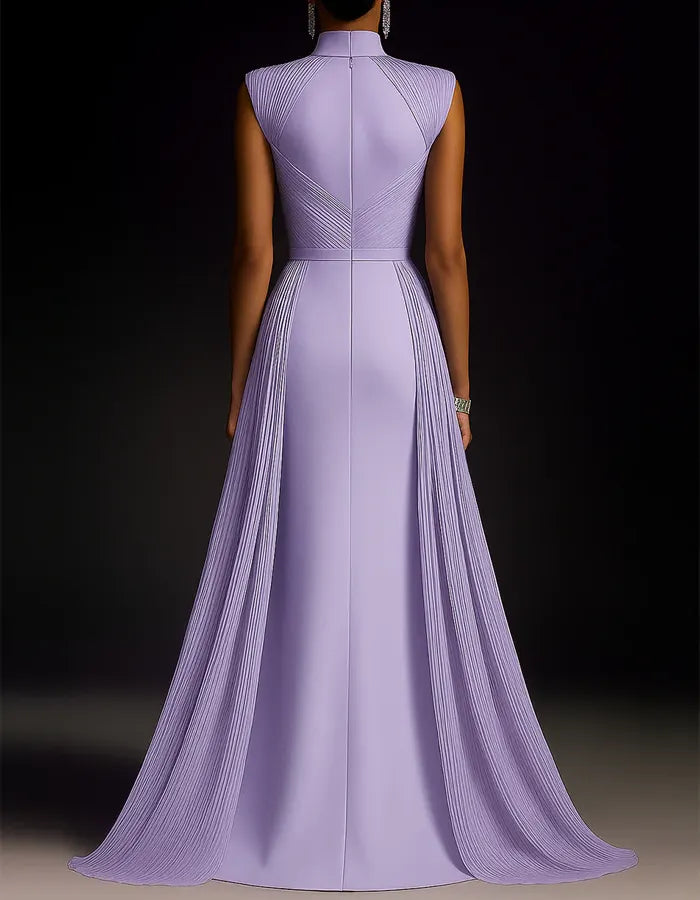 Purple High Neckline Maxi Dress