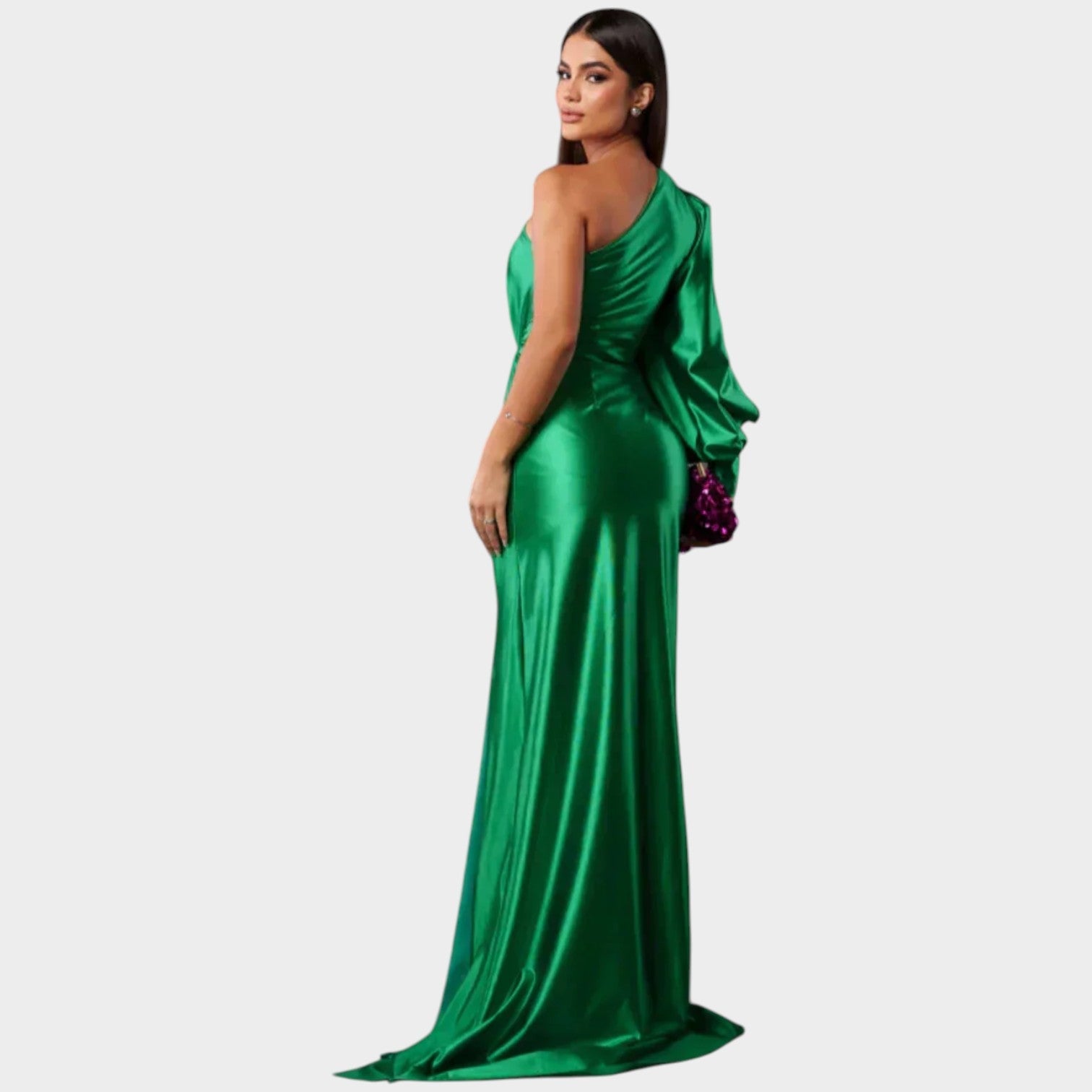 One-Shoulder Satin Evening Gown