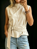 Women's Casual High-neck Sleeveless Top Shirt