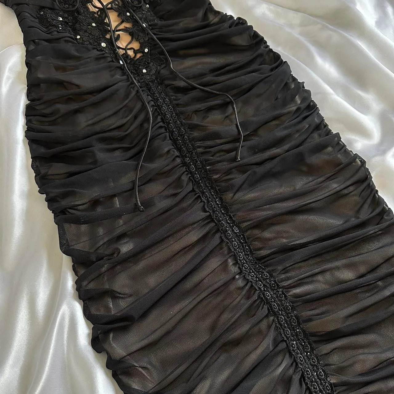 Women's Black and Cream Dress