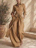 Women's Solid Color Art Comfortable Casual Top And Pants Cotton Linen Two-piece Set