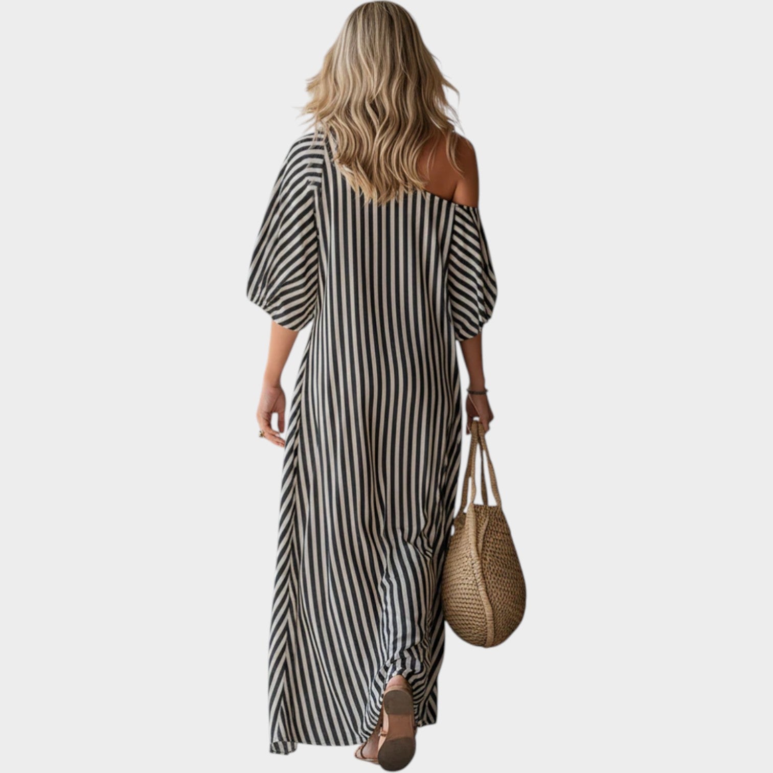 OffâShoulder Striped Maxi Dress