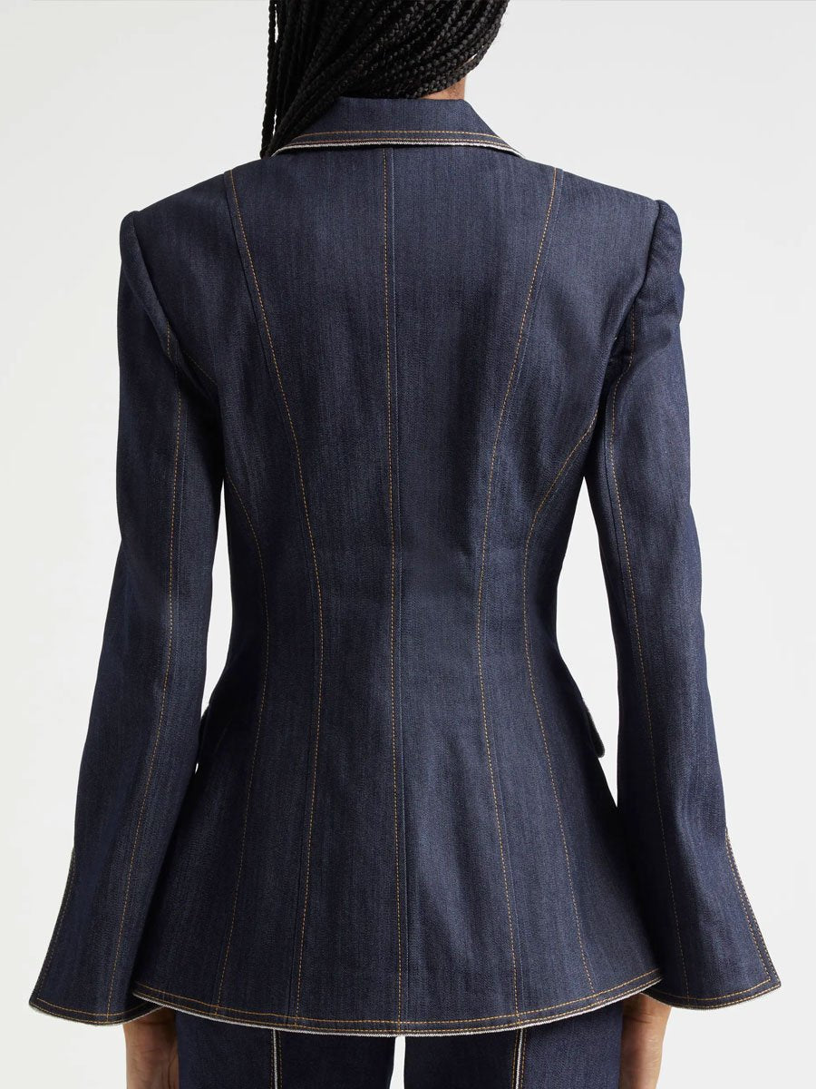 [24-hour shipping out]Retro Slim Fit Bell Sleeve Slit Denim Blazer