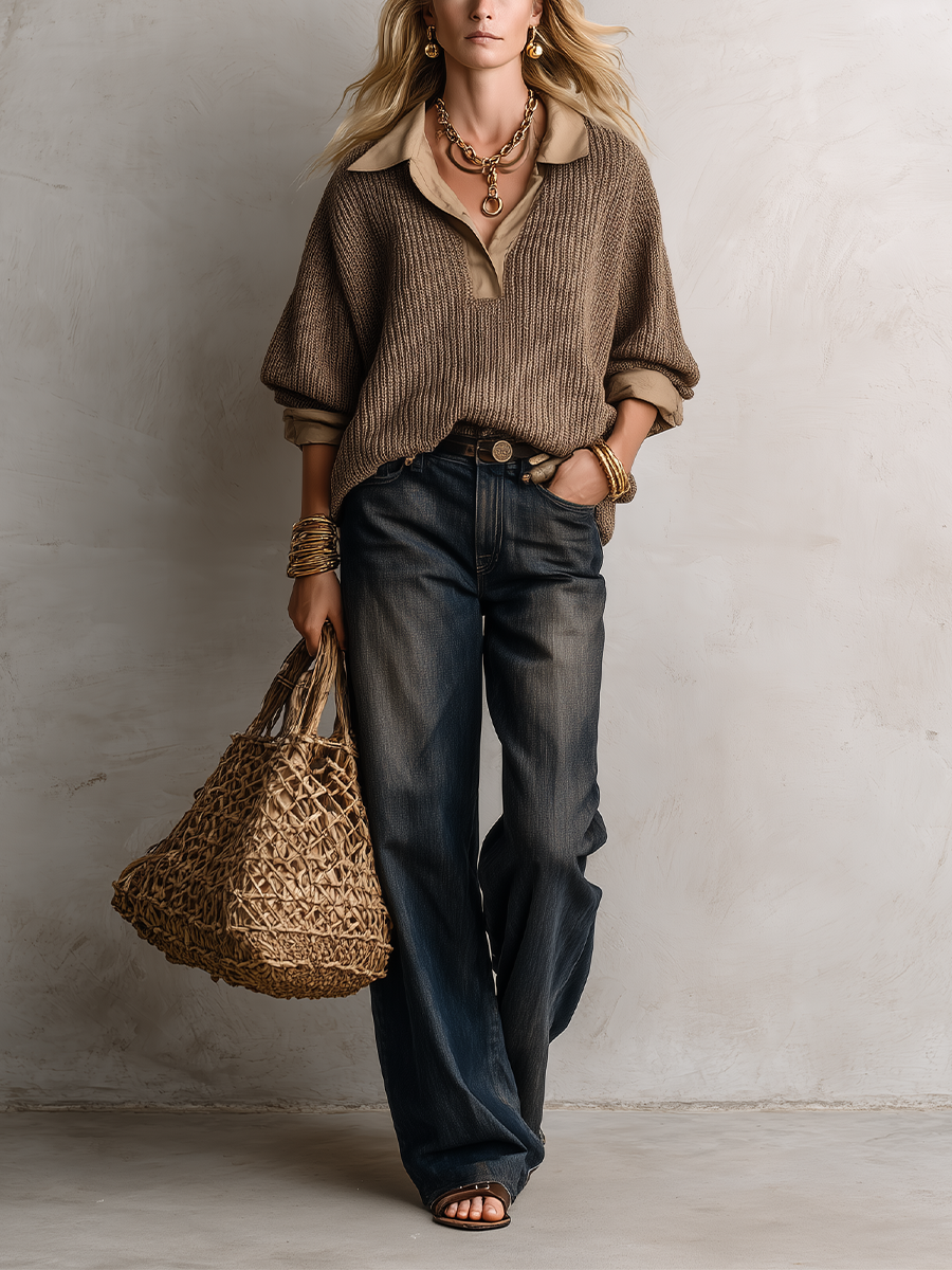 Relaxed Boho High Waist Wide Leg Jeans
