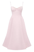 Bustier A Line Mesh Detail Midi Dress Pink