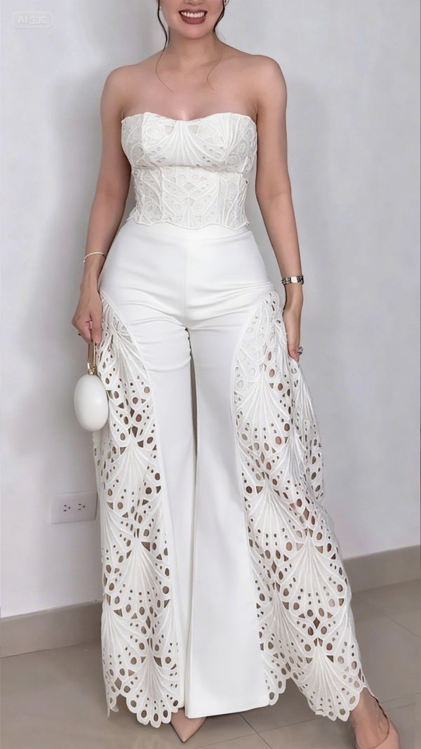 Fashionable Lace Tube Top & Trousers Suit✨👗
