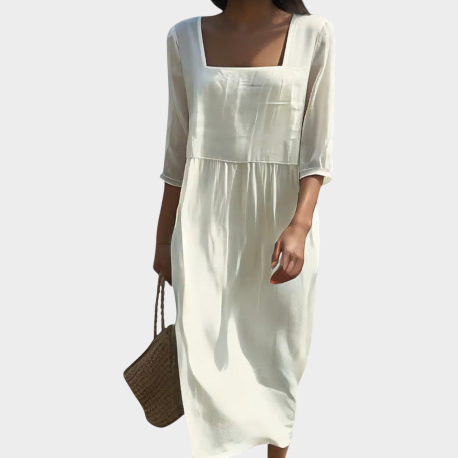 Minimal Square Neck Midi Dress