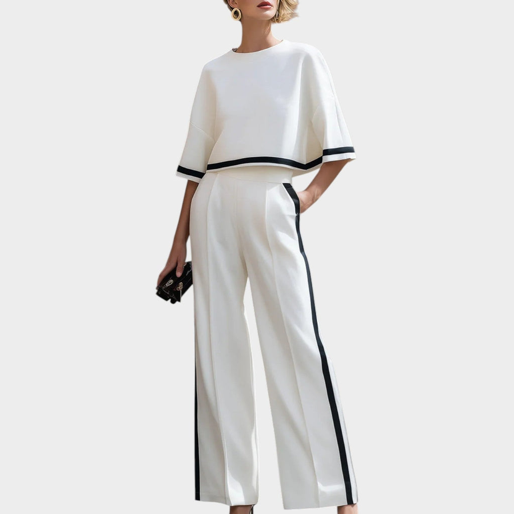 Modern Contrast Trim Two-Piece Set