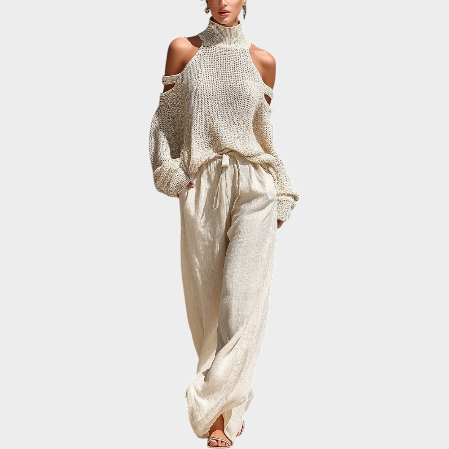 Relaxed Cold-Shoulder Knit Set