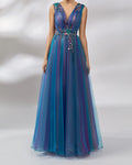 Floral Embellished Tulle Maxi Dress