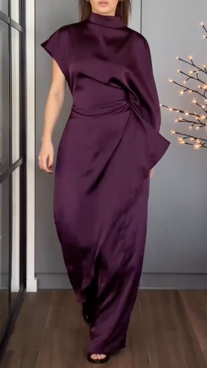 High Neck Cape Top with Wide Leg Pants for Formal Set