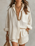 Bohemian Linen Oversized Shirt With Easy Shorts