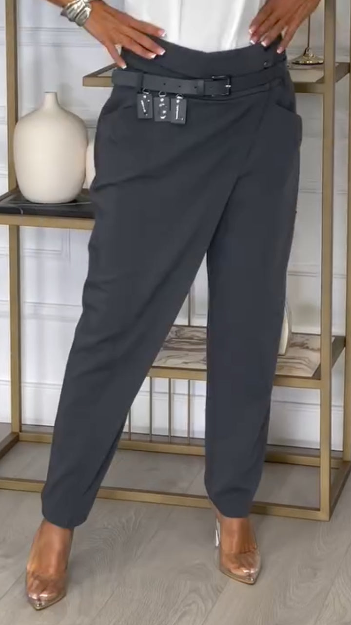 Women's Overlapping-Waist Harem-Style Casual Trousers