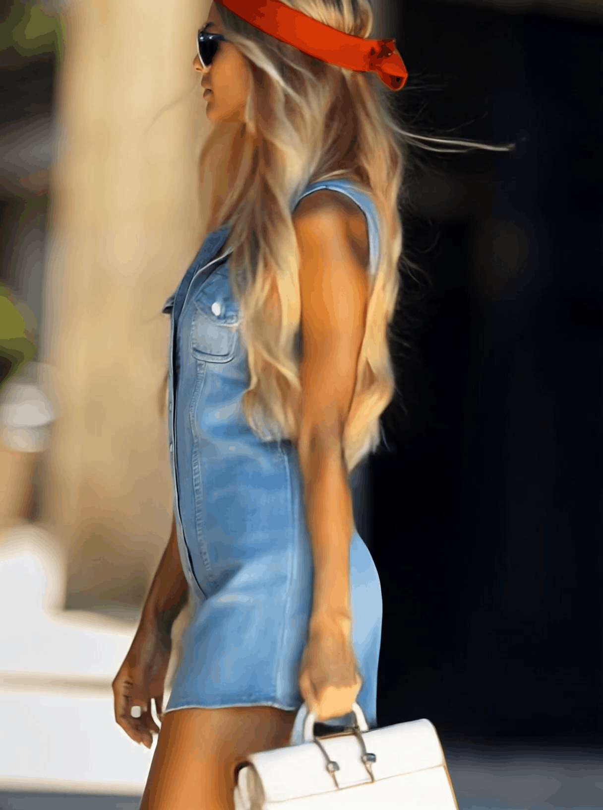 [24-hour shipping out]Casual Vintage Light Blue Denim Sleeveless Shirt Mini Dress