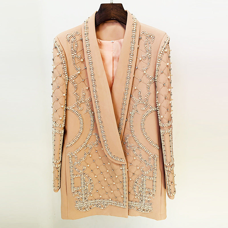 Luxury Handmade Crystal Pearl Blazer