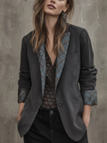 Modern Charcoal Contrast Trim Blazer