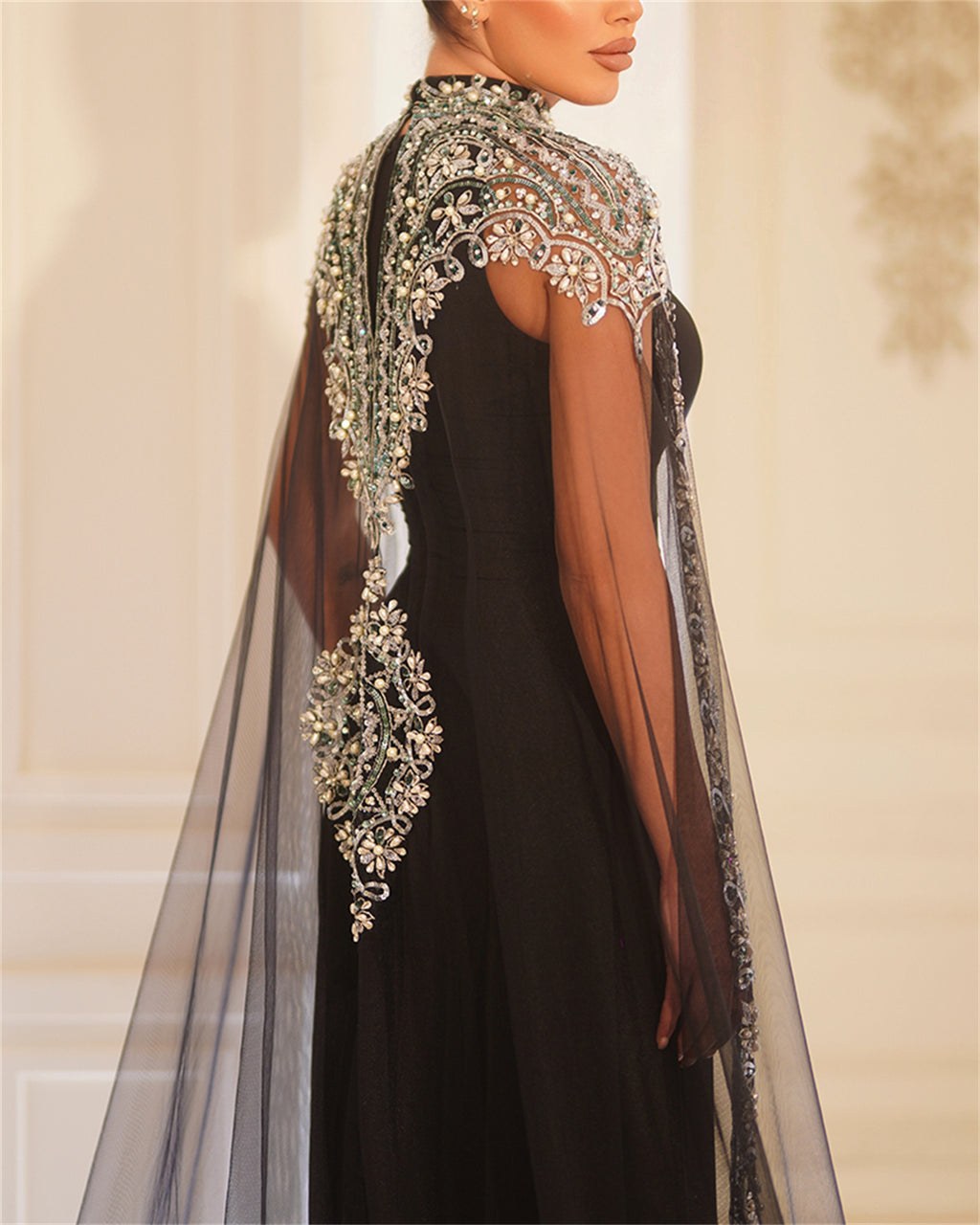Women's Mesh Sequin Evening Dress