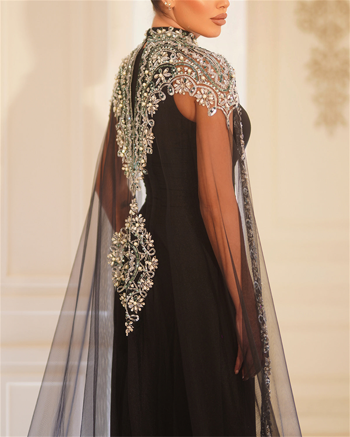 Women's Mesh Sequin Evening Dress
