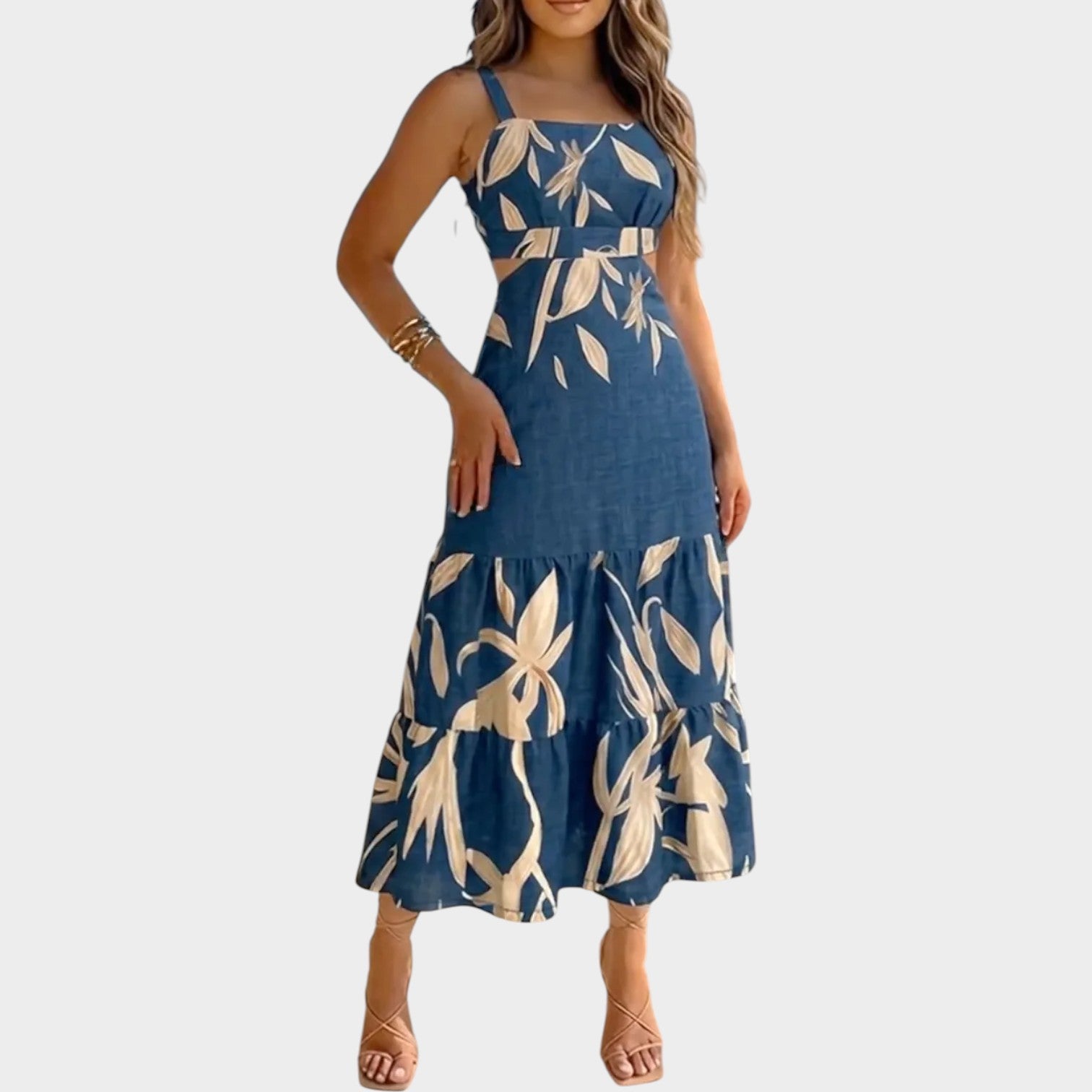 Floral Cut-Out Midi Dress