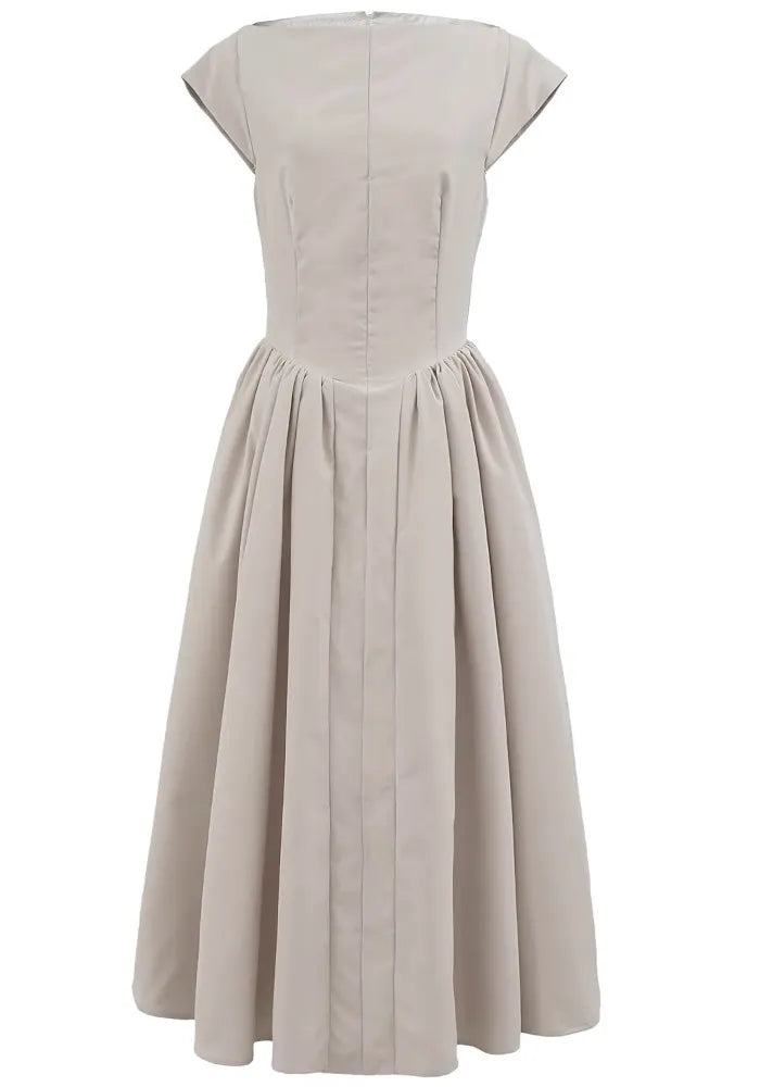 Backless A Line Midi Dress Stone