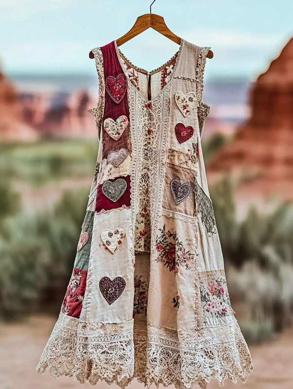 Vintage Summer Print Patchwork Dress c7b0