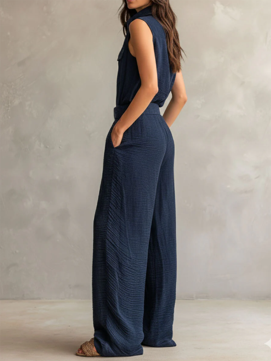 Minimalist Casual Belted Jumpsuit