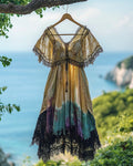 Summer Holiday Ruffle Lace Contrast Dress b227