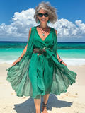 Summer vacation fashion elegant contrast color dress 17d3