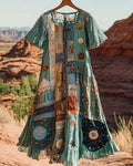 Summer vacation loose patchwork cotton and linen dress 4fc6