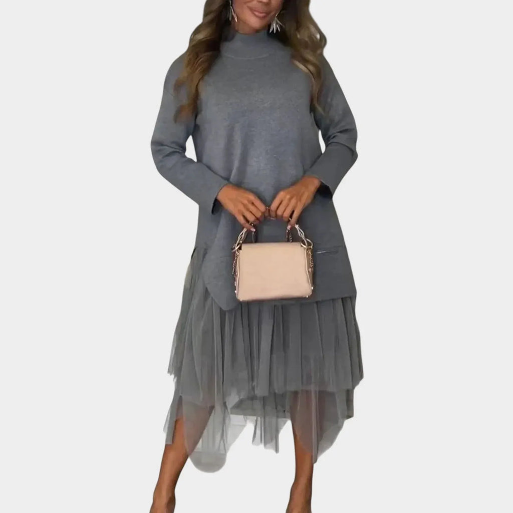 Layered Knit Top & Tulle Skirt Set