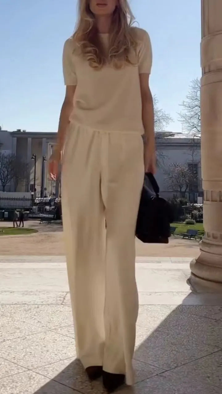 Short Sleeve Top & Wide Leg Pants Co‑Ord Set