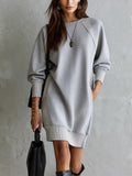 Casual light gray sweatshirt dress