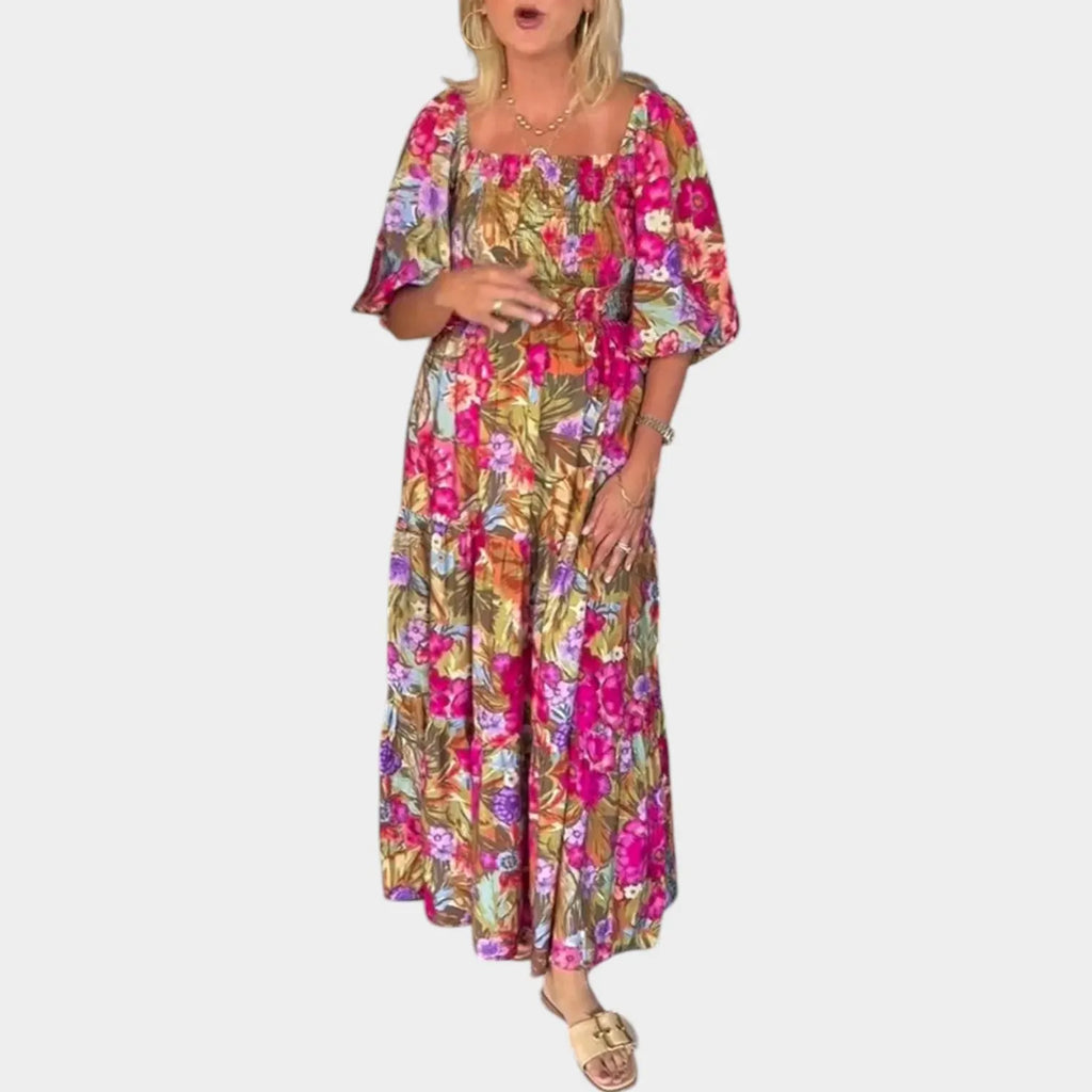 Floral Puff Sleeve Maxi Dress