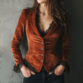 Dark Romantic Velvet Corset Blazer | Gothic-Bohemian Lace Detail Jacket ✨