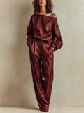 Bohemian Burgundy Red Off Shoulder Trouser Suit