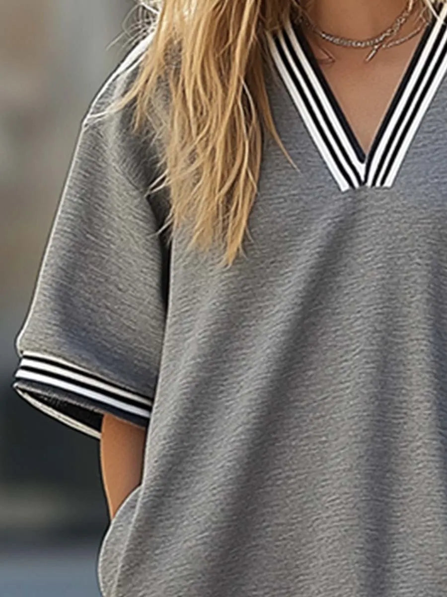 [24-hour shipping out]Casual Ultra Loose Light Grey Ruffle Short Sleeve Mini Dress