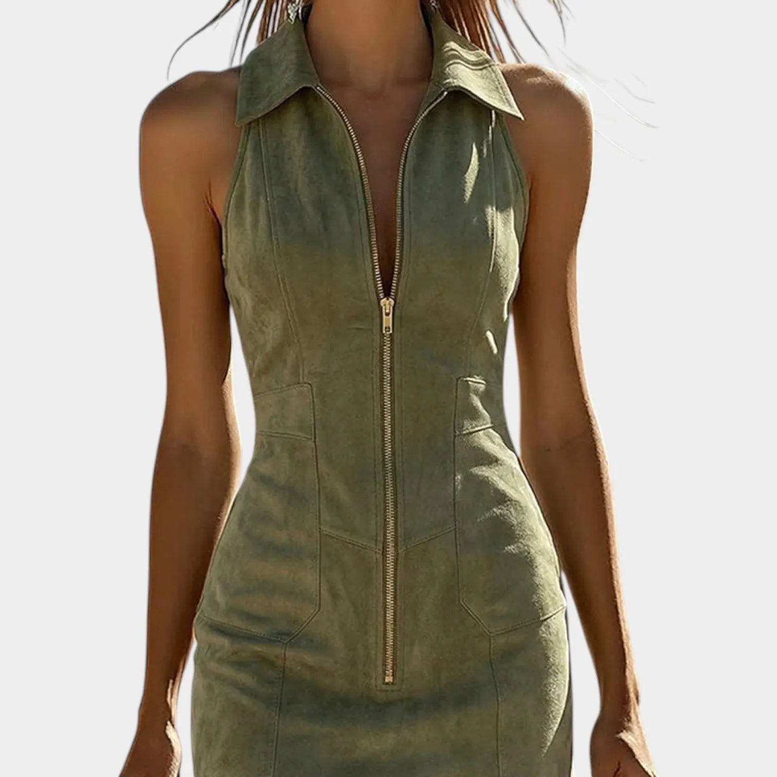 Fringe Zip Mini Dress